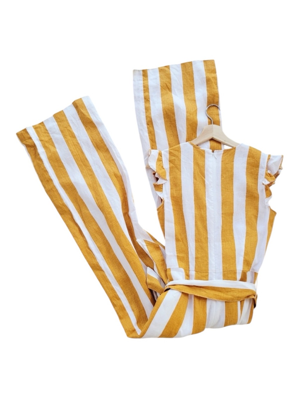 Boden Mila Linen Striped Wide Leg Jumpsuit Orange & White 2R - Picture 6 of 7